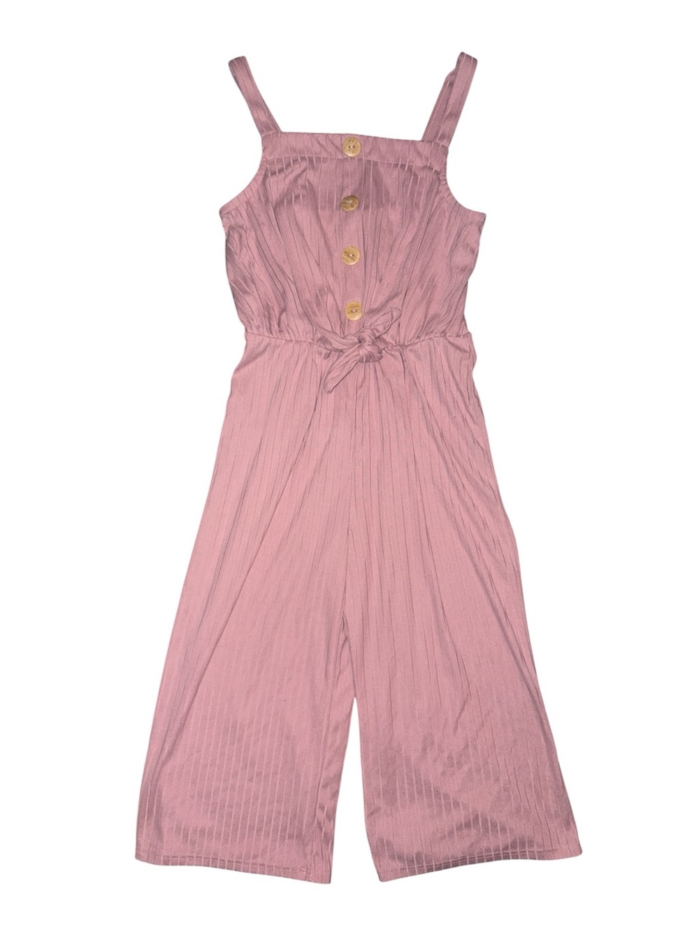 Love Squared Girls Pink Sleeveless Button-Front Jumpsuit